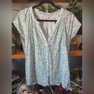 Rails Blue and Green Floral Blouse
